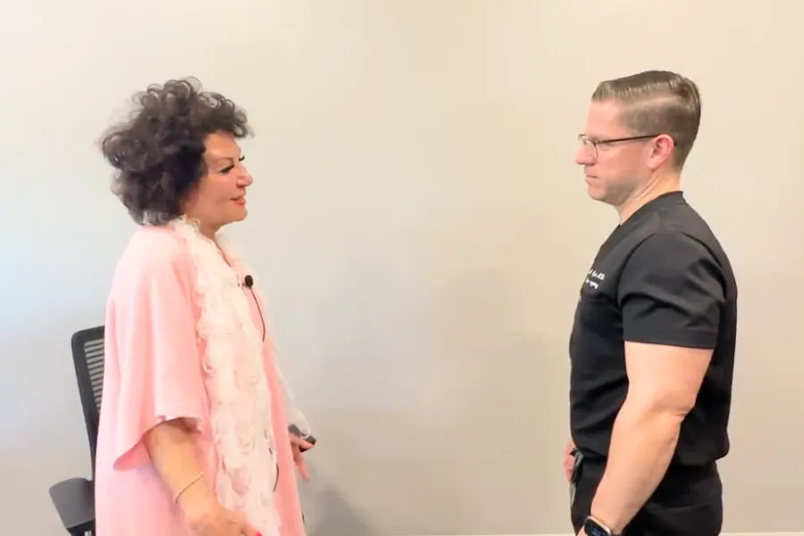 two people talking